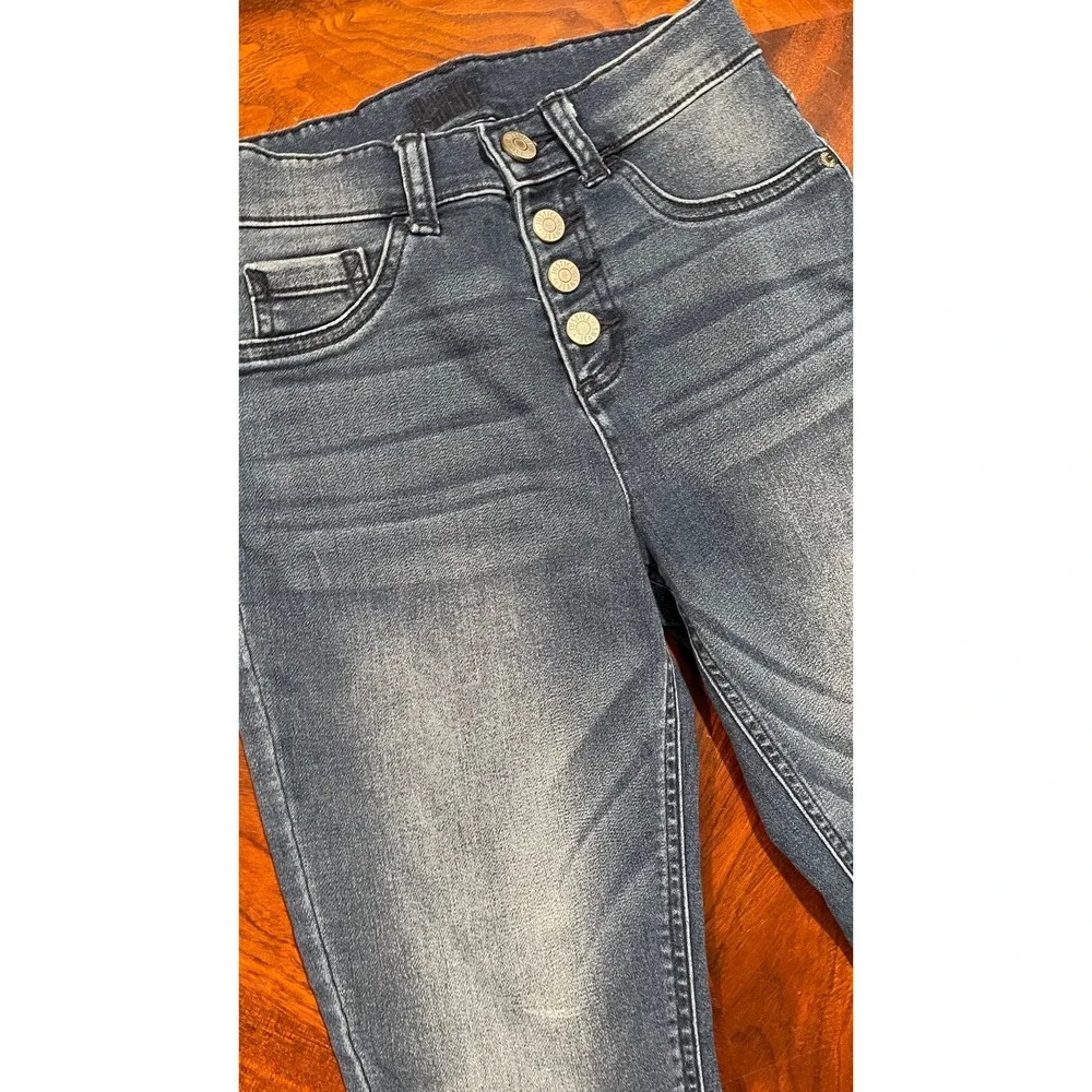Justice Girls Size 14 Jeggings Dark Wash High Rise 4 Button Skinny Stretch Jeans
